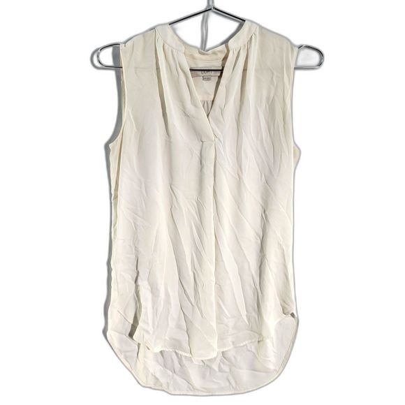 LOFT White Pleated V-Neck Shell Sleeveless Blouse Women  Petite XSP - Picture 1 of 8